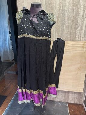 Girls Black and Purple Embellished Party Dress